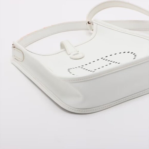 Authentic HERMES Evelyn TPM Mini Clemence Epsom Leather White Shoulder Bag Tote - Picture 5 of 7